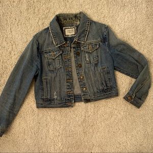 Forever 21 cropped denim jacket sz med